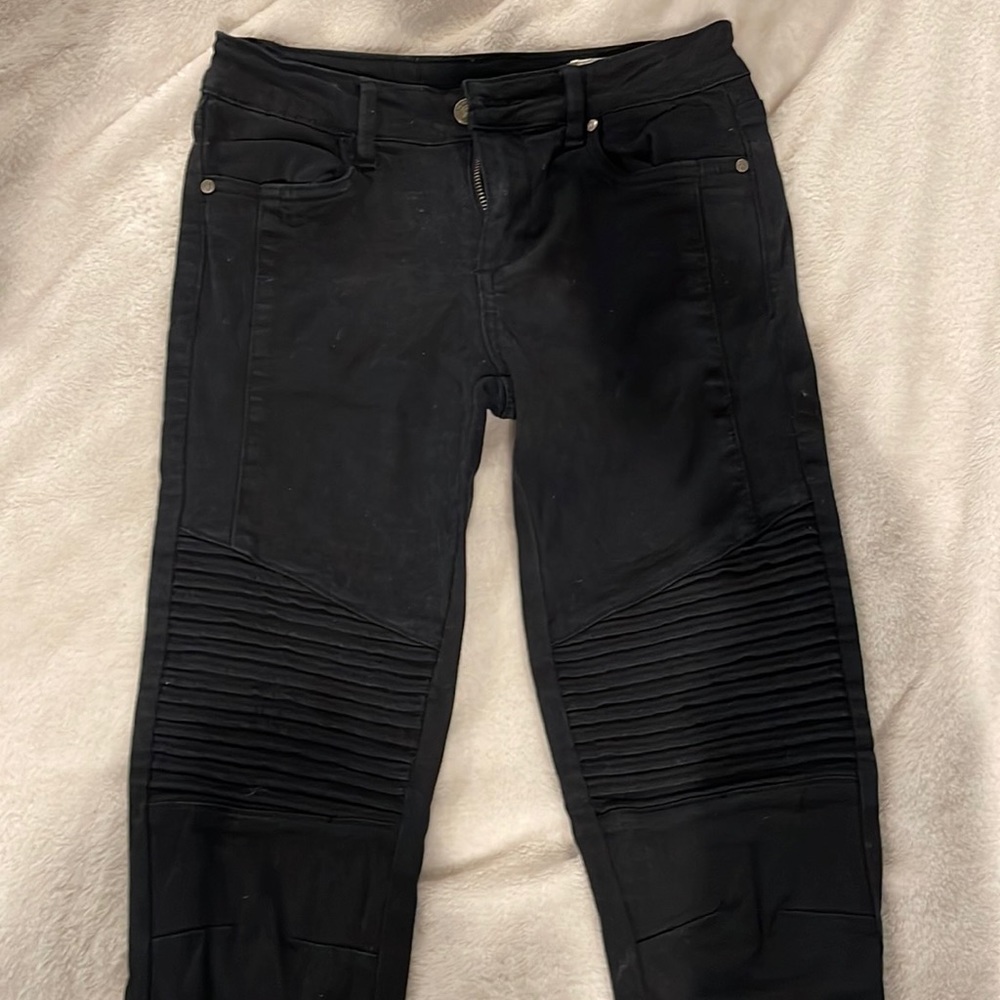 Black Moto zip ankle jeans- small